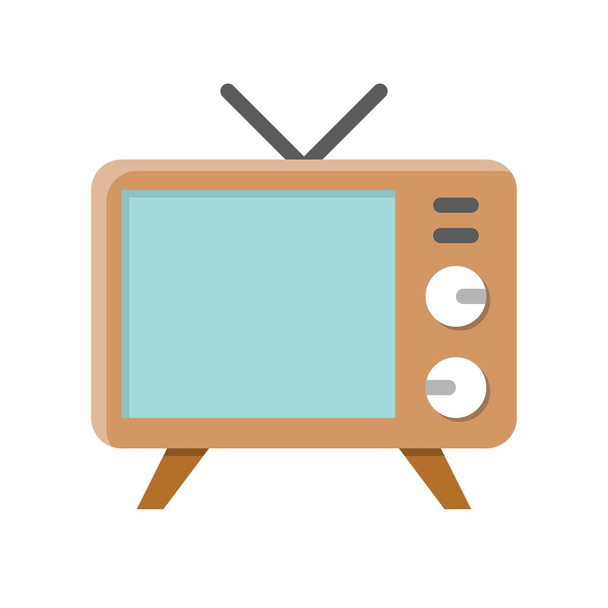 Телевидение и технологии, связанные старый телевизионный вектор в плоском дизайне - Вектор,изображение