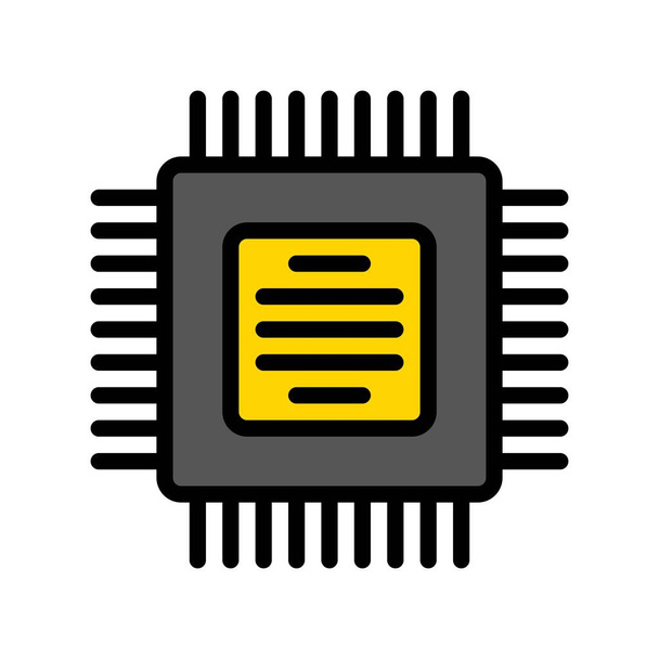 Vecteur de circuit intégré, icône de style rempli d'appareils électroniques course modifiable - Vecteur, image