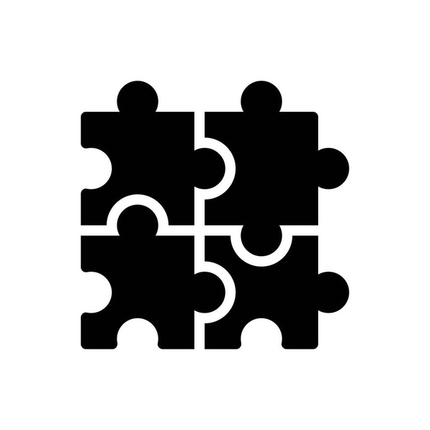 divertimento correlati puzzle game con quattro pezzi di puzzle nel design solido - Vettoriali, immagini