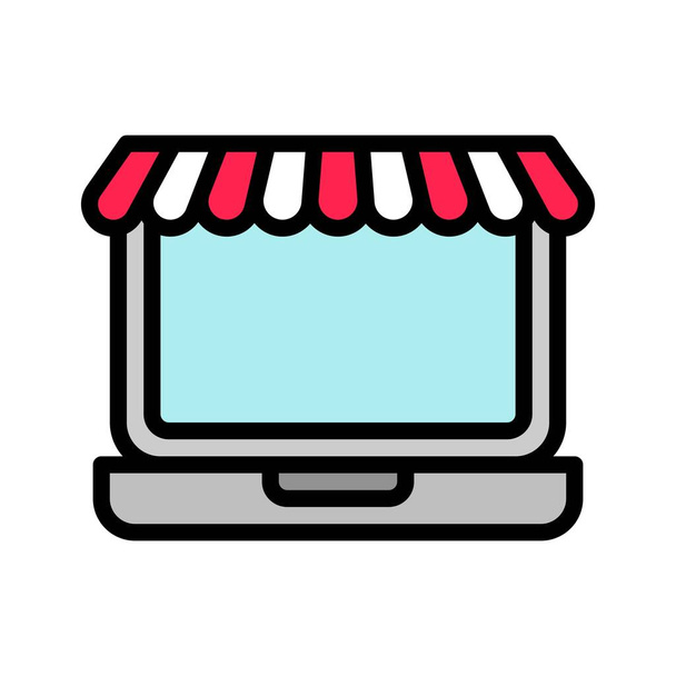 Vecteur de boutique en ligne, icône de style rempli de marketing numérique AVC modifiable - Vecteur, image