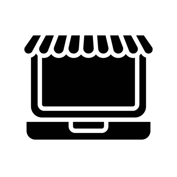 Vector de tienda en línea, icono de diseño sólido de marketing digital - Vector, imagen