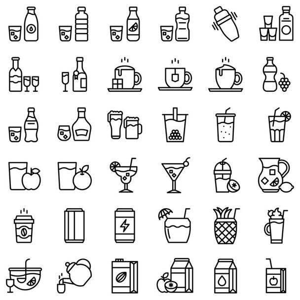Набір векторних ілюстрацій для напоїв, піктограма лінійного дизайну
 - Вектор, зображення