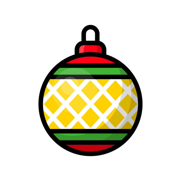 Bola de Navidad colorida, aislada sobre fondo blanco - Vector, Imagen
