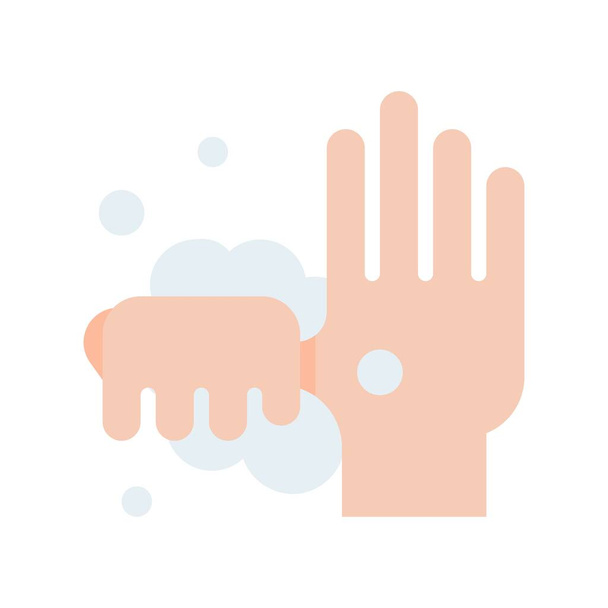 lavado de manos o higiene relacionada con las manos lavar y frotar con jabón burbujas vector en estilo plano - Vector, Imagen