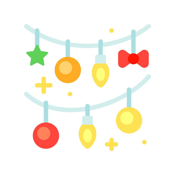 Karácsonyi fények lapos design ikon, vektor illusztráció - Vektor, kép