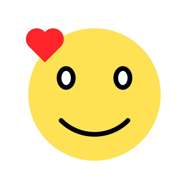 Cara sonriente con ilustración de vectores cardíacos, icono de diseño plano aislado - Vector, Imagen