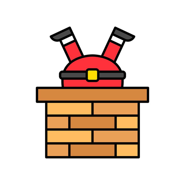 Santa Claus in chimney vector, Christmas day related filled icon - Vector, Image