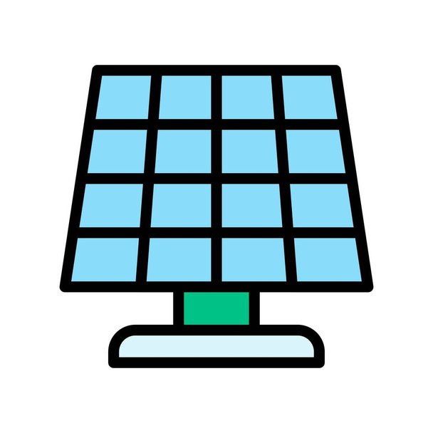 sostenible o reciclar el vector del panel solar relacionado con el trazo editable - Vector, Imagen