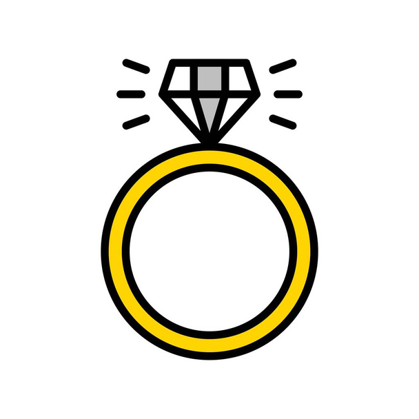 Значок вектора кольца, заполненный дизайн редактируемый контур - Вектор,изображение