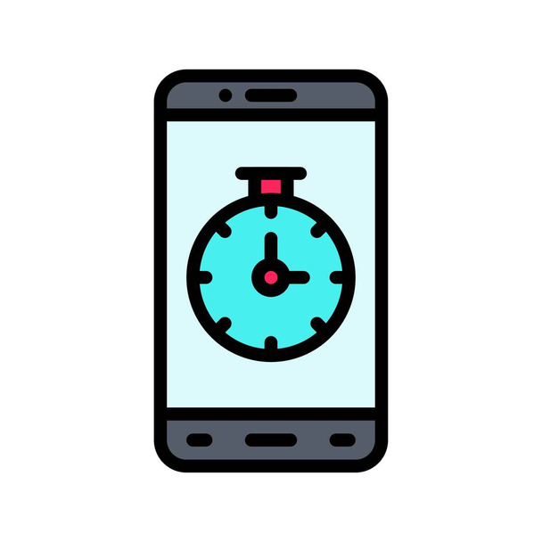 application icons set related mobile phone screen with timer or clock and buttons vectors with editable stroke - Вектор,изображение