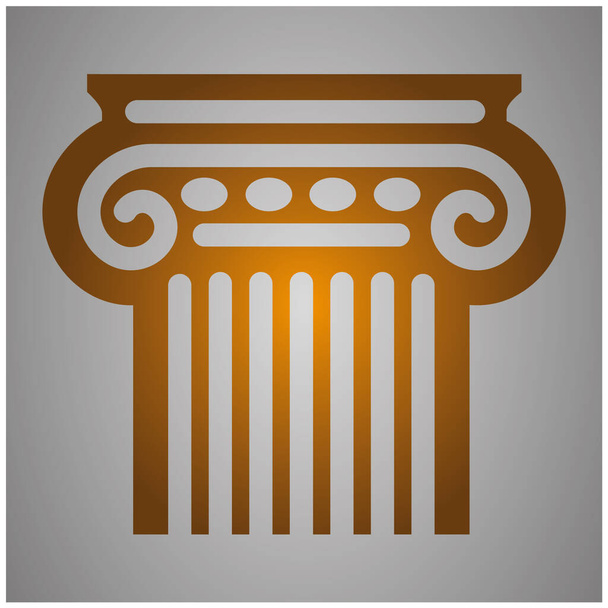 Древняя колонна голова в золоте на сером - Вектор,изображение