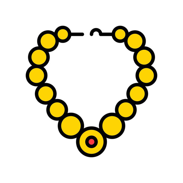 Значок вектора ожерелья, заполненный дизайн редактируемый контур - Вектор,изображение