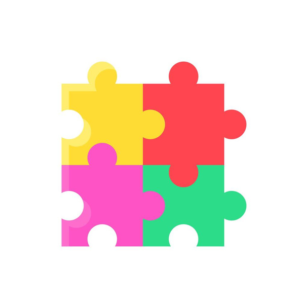 entretenimiento juegos relacionados con rompecabezas con cuatro piezas del rompecabezas en estilo plano - Vector, imagen