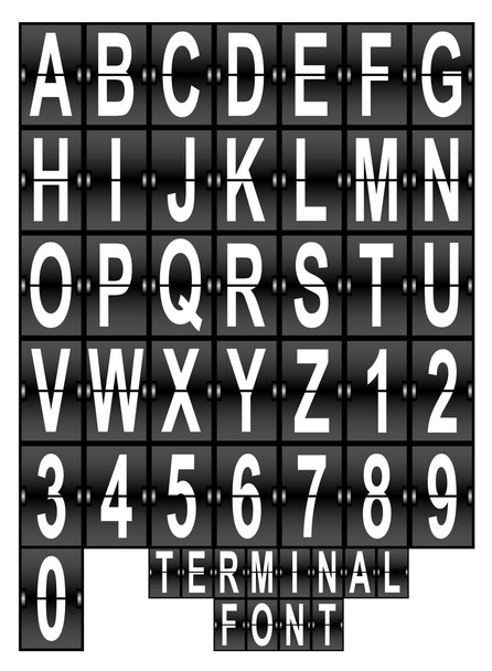 luchthaven terminal lettertypeset weergeven - Vector, afbeelding