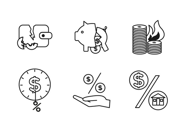 La finance. Illustration vectorielle série d'icônes faillite, crédit - Vecteur, image