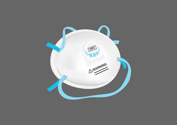 N95 particulate respirator mask vectors for filter dust and anti corona virus, Covid-19 isolated on dark background ep02 - Vector, Image