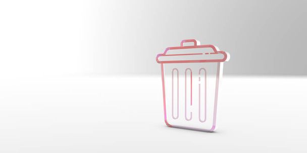 Трехмерная иконка мусорного бака. 3D иллюстрация, 3D рендеринг. - Фото, изображение
