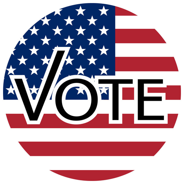 Elecciones presidenciales 2020 Vector Badge, Voto firmar, Vector illustration Design, USA Campaign, icono del botón para web o imprimir - Vector, imagen
