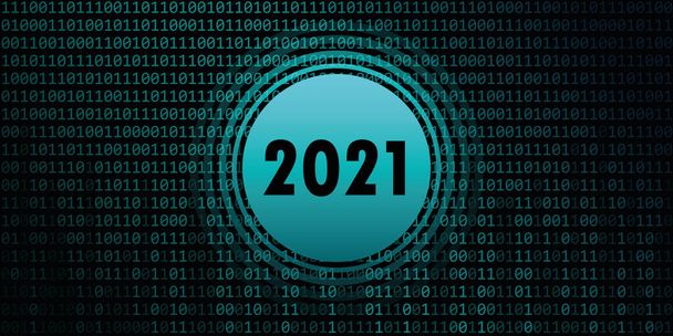 2021 new year on binary code background - Vector, Image