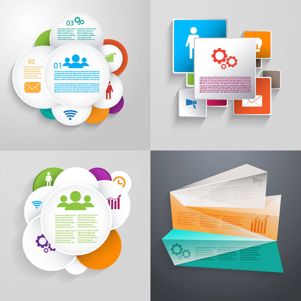 Collection of Infographic icon vector design template for presentation. Can be used for steps, options, business processes, workflow, diagram, flowchart concept, timeline, marketing icons. Vector illustration - Vector, Image
