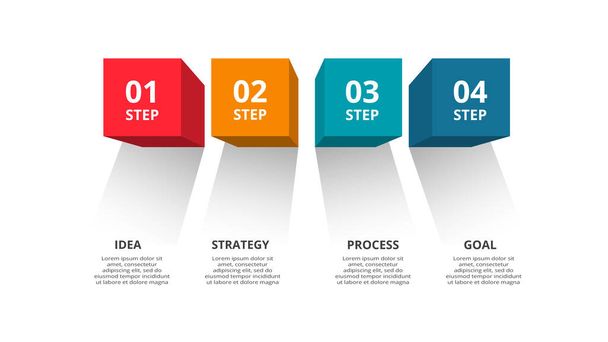 Vektor infografikai címke kialakítása 4 opcióval vagy lépéssel. Infografika az üzleti koncepcióhoz. Sablon infografikához, prezentációhoz. - Vektor, kép