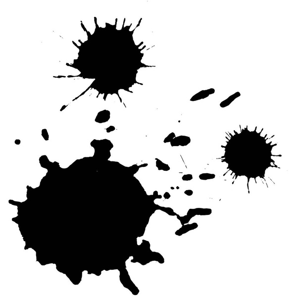 Ink black blot set. Abstract stain. Isolate on a white background - Wektor, obraz
