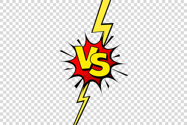 Comic challenge background. Cartoon battle, fight border. Versus or vs frame with lightning. Sports team competition poster. Vector illustration. - Vector, Image