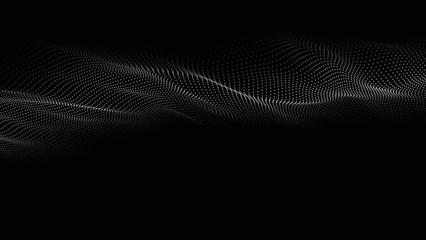 粒子の波。未来的なポイント波。ベクトルイラスト。動的波を用いた抽象的背景. - ベクター画像