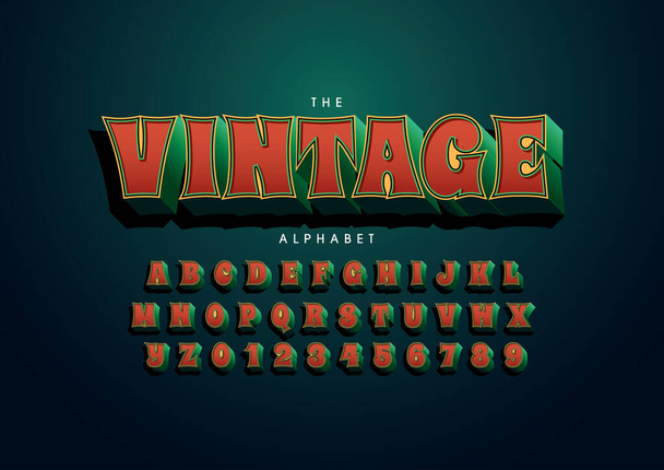 Vector de tipografía vintage estilizada y alfabeto - Vector, imagen