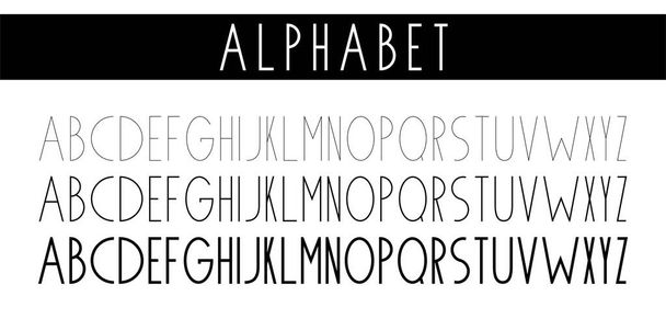 Λεπτή γραμματοσειρά. Φουτουριστική γραμματοσειρά. Κοσμική γραμματοσειρά. Διανυσματικό αλφάβητο. Κομψή ελαφριά γραμματοσειρά. Ελάχιστα. Γράμματα λατινικού αλφαβήτου - Διάνυσμα, εικόνα