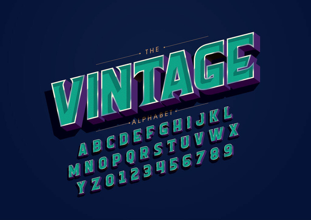 Vector of stylized vintage font and alphabet - Vector, Image