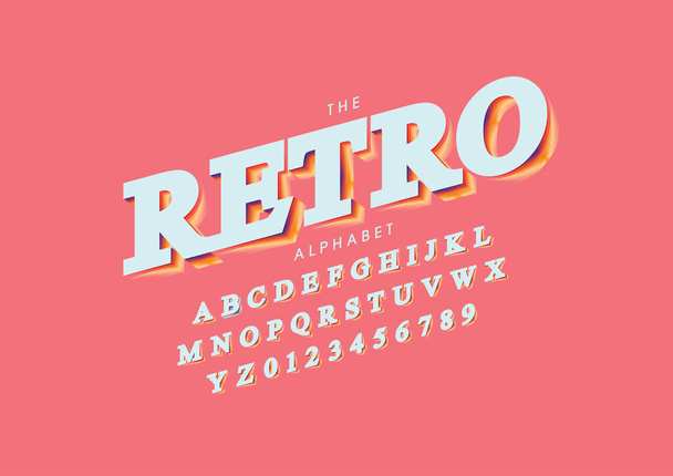 Vector of stylized retro font and alphabet - Vector, Image