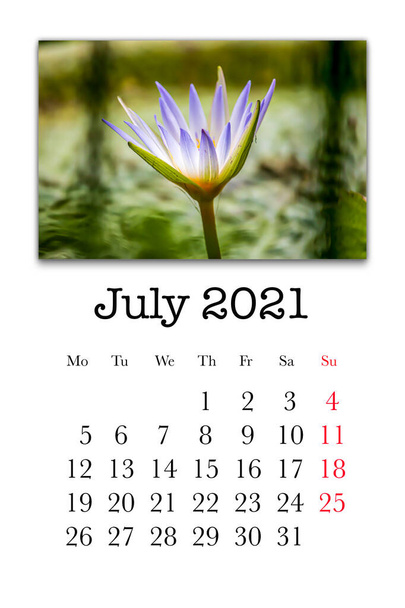 Kalenderkaart voor de maand juli 2021 - Foto, afbeelding