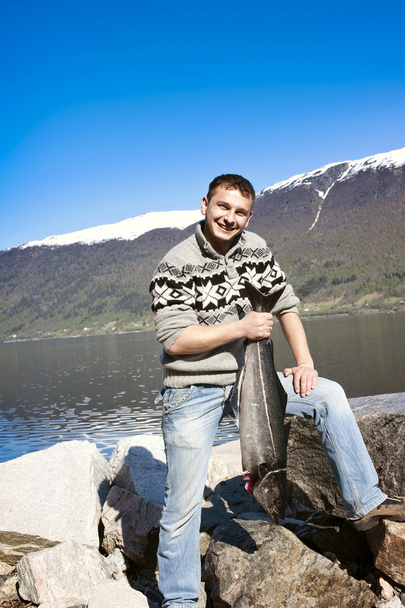 fishermann a losos - Fotografie, Obrázek