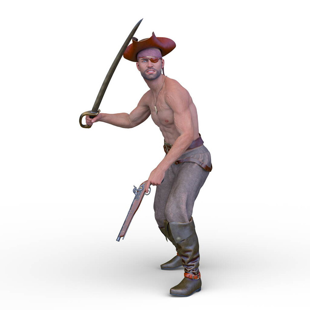 3D rendering of Pirate man - Fotoğraf, Görsel