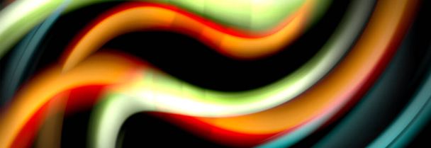 Dynamische beweging abstracte achtergrond. Kleur wazig strepen op zwart. Zwaai met vloeibare lijnen poster. Vectorillustratie - Vector, afbeelding