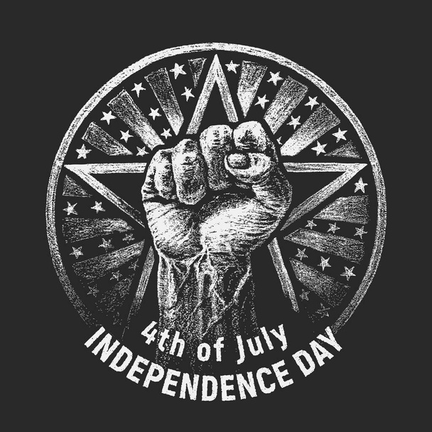 Independence day. Vector chalk drawing on textured blackboard. Eps8. RGB Global colors - Vector, afbeelding