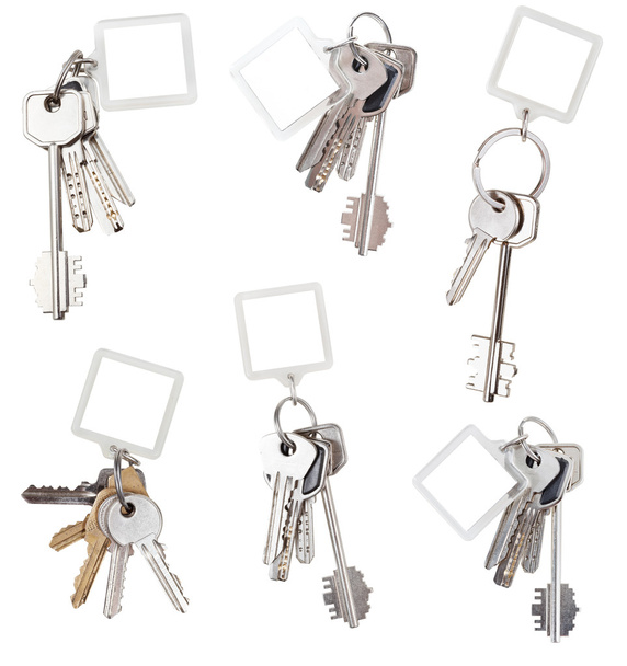 Set of bunch of home keys with blank keychain - Photo, Image