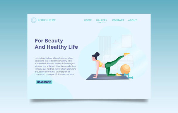 Yoga landing home page template. Mental health concept. vector illustration. - Vector, Image
