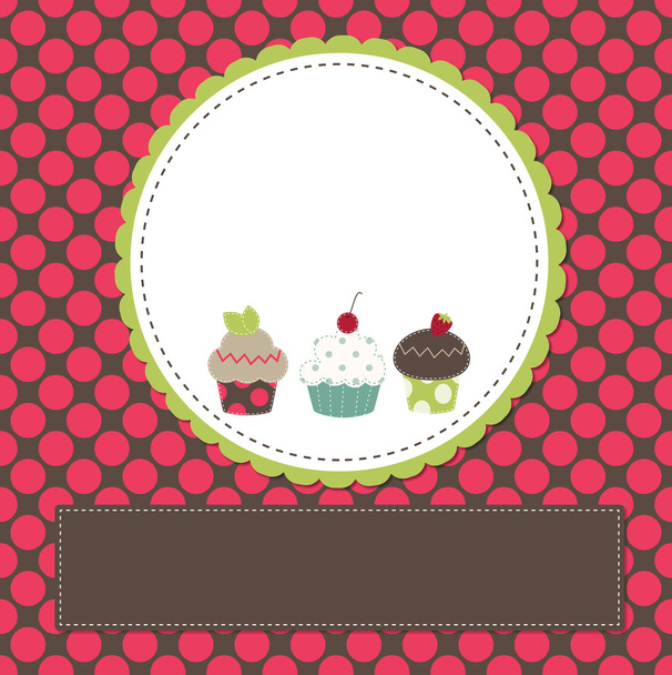 Cupcakes on a retro template - Vector, Image