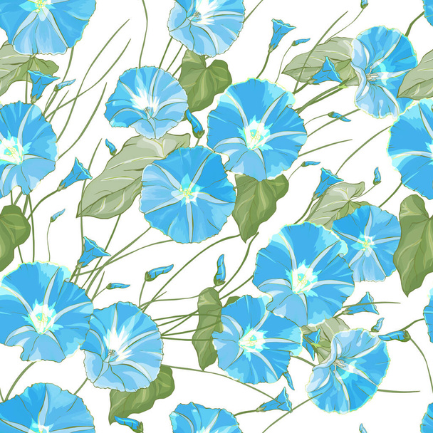 Διάνυσμα χωρίς ραφή μοτίβο με άνθη και φύλλα bindweed, Floral μοτίβο για κλωστοϋφαντουργικά προϊόντα - Διάνυσμα, εικόνα