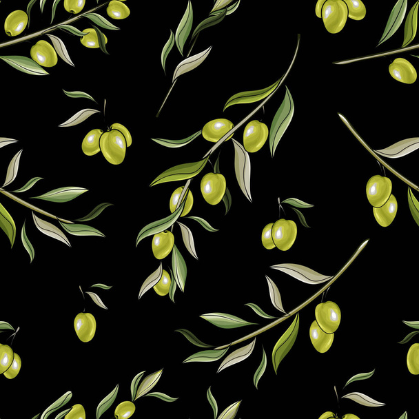 Vector seamless pattern with olives , Floral pattern for textile - ベクター画像