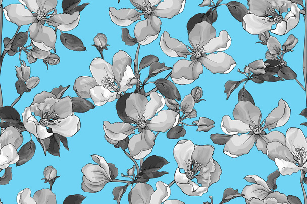 Padrão sem costura vetorial com flores, padrão floral para têxteis - Vetor, Imagem