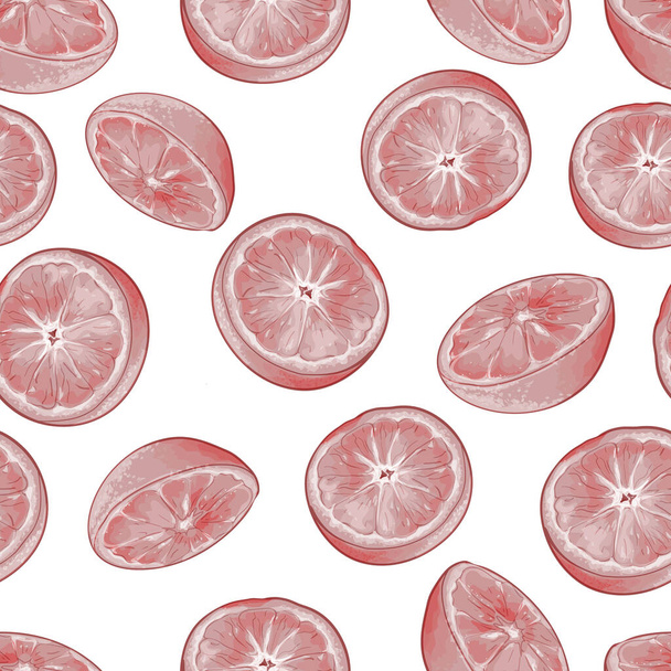 Patrón sin costura vectorial con pomelos, Patrón floral para textiles - Vector, Imagen