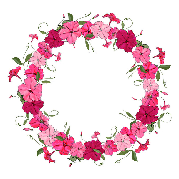 beautiful floral wreath with chicory flowers isolated on white background, vector, illustration - Wektor, obraz