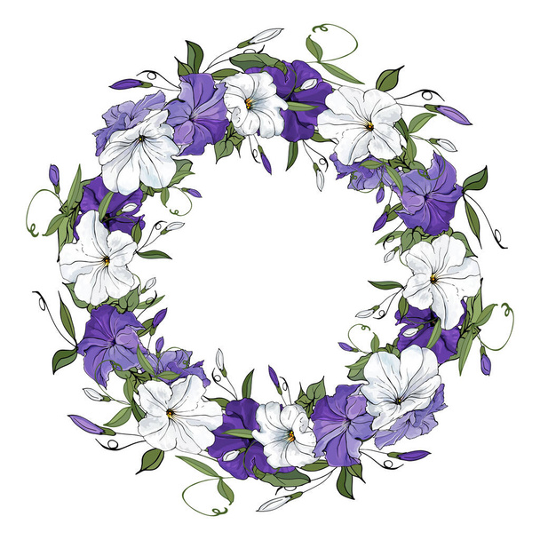 schöner floraler Rahmen mit Tulpenblüten auf weißem Hintergrund, Vektor, Illustration - Vektor, Bild