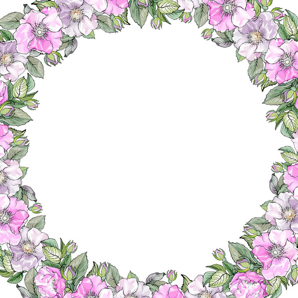 beautiful floral wreath with roses flowers isolated on white background, vector, illustration - Vector, afbeelding
