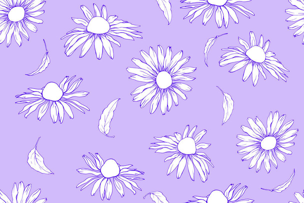 Vector seamless pattern with flowers and leaves, Floral pattern for textile - Διάνυσμα, εικόνα