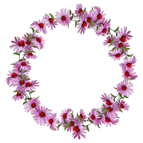 beautiful floral wreath with flowers isolated on white background, vector, illustration - Wektor, obraz