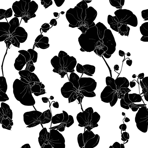 Motif vectoriel sans couture avec des fleurs d'orchidées, Motif floral pour textile - Vecteur, image